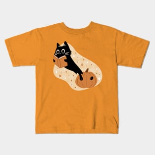 ghost cat reading Kids T-Shirt